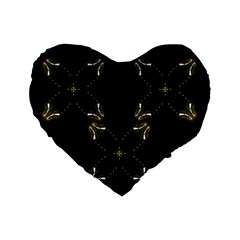 Festive Black Golden Lights  Standard 16  Premium Flano Heart Shape Cushions