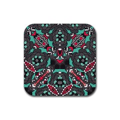 Petals In Dark & Pink, Bold Flower Design Rubber Coaster (square) by Zandiepants