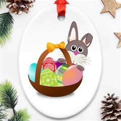 Easter Bunny Eggs Nest Basket Ornament (oval) by Nexatart