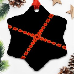 Red Fractal Cross Digital Computer Graphic Ornament (snowflake)