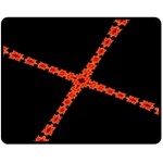 Red Fractal Cross Digital Computer Graphic Double Sided Fleece Blanket (Medium)  58.8 x47.4  Blanket Back