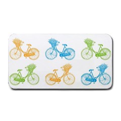 Vintage Bikes With Basket Of Flowers Colorful Wallpaper Background Illustration Medium Bar Mats