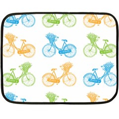 Vintage Bikes With Basket Of Flowers Colorful Wallpaper Background Illustration Double Sided Fleece Blanket (mini)  by Simbadda