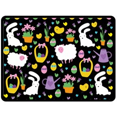 Cute Easter Pattern Double Sided Fleece Blanket (large)  by Valentinaart