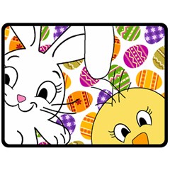 Easter Bunny And Chick  Double Sided Fleece Blanket (large)  by Valentinaart