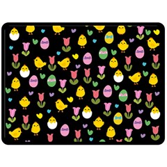 Easter - Chick And Tulips Double Sided Fleece Blanket (large)  by Valentinaart
