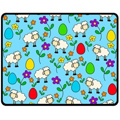 Easter Lamb Double Sided Fleece Blanket (medium)  by Valentinaart