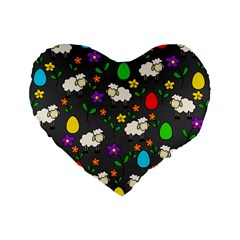 Easter Lamb Standard 16  Premium Flano Heart Shape Cushions