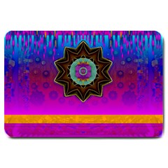 Air And Stars Global With Some Guitars Pop Art Large Doormat  by pepitasart