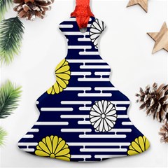 Sunflower Line Blue Yellpw Ornament (christmas Tree)  by Mariart