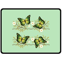 Four Green Butterflies Double Sided Fleece Blanket (large)  by linceazul