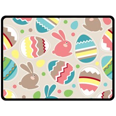 Easter Rabbit Bunny Rainbow Double Sided Fleece Blanket (large)  by Mariart