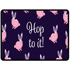Rabbit Bunny Pink Purple Easter Animals Double Sided Fleece Blanket (large)  by Mariart