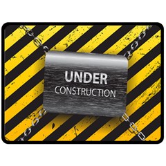 Under Construction Sign Iron Line Black Yellow Cross Double Sided Fleece Blanket (large)  by Mariart