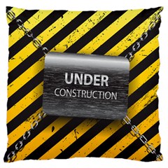 Under Construction Sign Iron Line Black Yellow Cross Large Flano Cushion Case (two Sides)