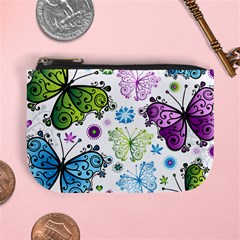 Butterfly Animals Fly Purple Green Blue Polkadot Flower Floral Star Mini Coin Purses by Mariart