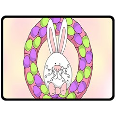 Make An Easter Egg Wreath Rabbit Face Cute Pink White Double Sided Fleece Blanket (large)  by Mariart