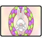 Make An Easter Egg Wreath Rabbit Face Cute Pink White Double Sided Fleece Blanket (Large)  80 x60  Blanket Front