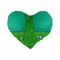 Rabbit Easter Green Blue Egg Standard 16  Premium Heart Shape Cushions