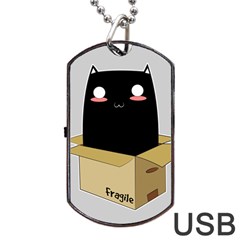 Black Cat In A Box Dog Tag Usb Flash (one Side)