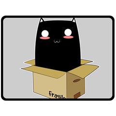 Black Cat In A Box Double Sided Fleece Blanket (large) 