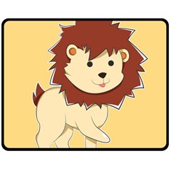 Happy Cartoon Baby Lion Double Sided Fleece Blanket (medium)  by Catifornia