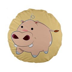 Happy Cartoon Baby Hippo Standard 15  Premium Flano Round Cushions by Catifornia