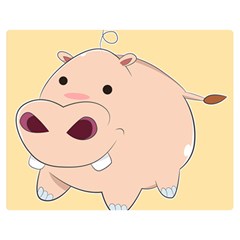 Happy Cartoon Baby Hippo Double Sided Flano Blanket (medium)  by Catifornia