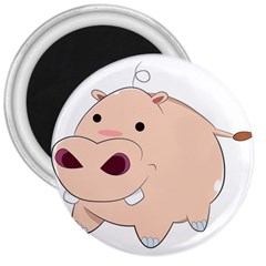 Happy Cartoon Baby Hippo 3  Magnets by Catifornia