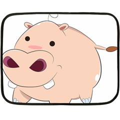 Happy Cartoon Baby Hippo Double Sided Fleece Blanket (mini)  by Catifornia