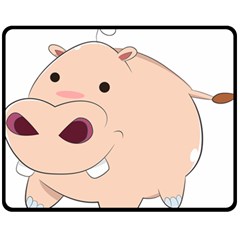 Happy Cartoon Baby Hippo Fleece Blanket (medium)  by Catifornia