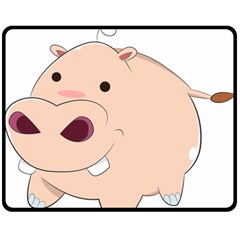 Happy Cartoon Baby Hippo Double Sided Fleece Blanket (medium)  by Catifornia