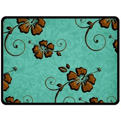 Chocolate Background Floral Pattern Double Sided Fleece Blanket (large) 