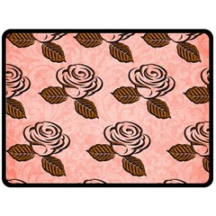 Chocolate Background Floral Pattern Double Sided Fleece Blanket (large)  by Nexatart
