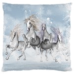 Awesome Running Horses In The Snow Large Cushion Case (One Side) Front