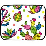 Cactus Seamless Pattern Background Polka Wave Rainbow Double Sided Fleece Blanket (Mini)  35 x27  Blanket Back