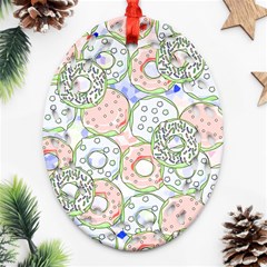 Donuts Pattern Oval Filigree Ornament (two Sides)
