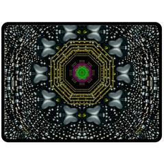 Leaf Earth And Heart Butterflies In The Universe Double Sided Fleece Blanket (large)  by pepitasart
