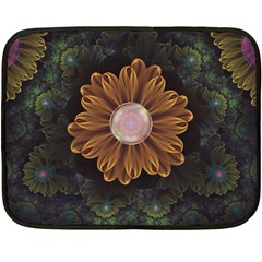 Abloom In Autumn Leaves With Faded Fractal Flowers Fleece Blanket (mini) by jayaprime