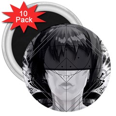 Beautiful Bnw Fractal Feathers For Major Motoko 3  Magnets (10 Pack)  by jayaprime