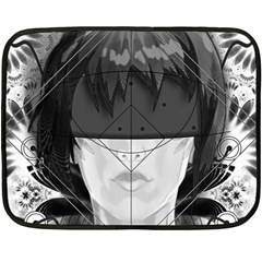 Beautiful Bnw Fractal Feathers For Major Motoko Double Sided Fleece Blanket (mini)  by jayaprime