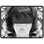 Beautiful BnW Fractal Feathers for Major Motoko Double Sided Fleece Blanket (Large)  80 x60  Blanket Back