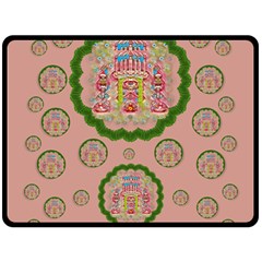 Sankta Lucia With Friends Light And Floral Santa Skulls Double Sided Fleece Blanket (large)  by pepitasart