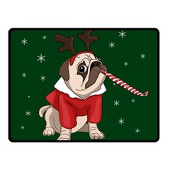 Pug Xmas Fleece Blanket (small) by Valentinaart