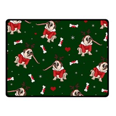 Pug Xmas Pattern Fleece Blanket (small) by Valentinaart