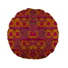 Fern Landscape In Harmony With Bleeding Hearts Fantasy Art Standard 15  Premium Flano Round Cushions by pepitasart