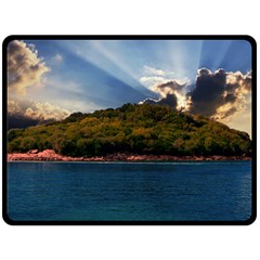 Island God Rays Sky Nature Sea Double Sided Fleece Blanket (large)  by Celenk
