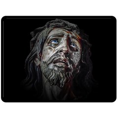 Jesuschrist Face Dark Poster Double Sided Fleece Blanket (large)  by dflcprints