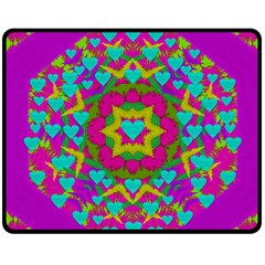 Hearts In A Mandala Scenery Of Fern Double Sided Fleece Blanket (medium)  by pepitasart