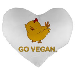 Go Vegan - Cute Chick  Large 19  Premium Flano Heart Shape Cushions